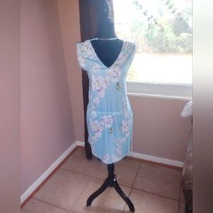 💙🤍 NWOT Hount Juniors Medium Pale Baby Blue Girls Dress Floral Date Party